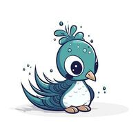 Cute cartoon doodle bird. Vector illustration isolated on white background.