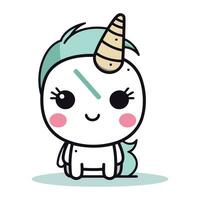 Cute unicorn cartoon character vector illustration. Cute little unicorn.