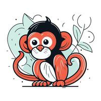 Cute cartoon monkey. Vector illustration in doodle style.