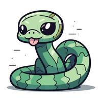 Cute green snake character. Vector illustration isolated on white background.