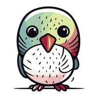 Cute cartoon parrot on white background. Hand drawn vector illustration.