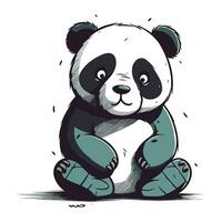 Vector illustration of a cute panda sitting on a white background.