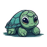 Cute cartoon baby turtle isolated on white background. Vector illustration.