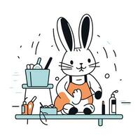 Vector illustration of a hare in a beauty salon. A hare is sitting in a beauty salon.