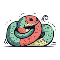 Cute cartoon snake. Vector illustration. Isolated on white background.