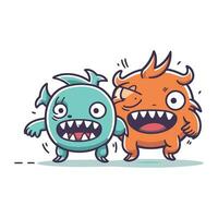 Funny cartoon monster characters. Vector illustration of cute monster characters.