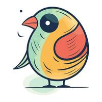 Cute cartoon bird. Vector illustration in flat style. Isolated on white background.