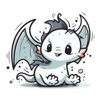 Cute cartoon dragon. Vector illustration of a cute little dragon.