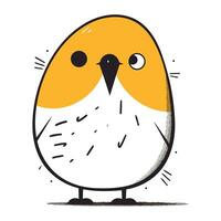 Cute little bird. Hand drawn vector illustration in cartoon style.