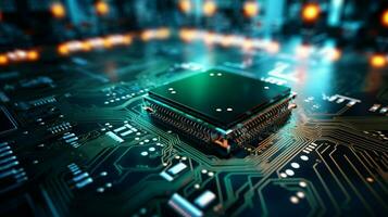 a close up of a computer with a circuit board photo