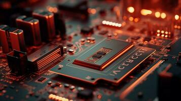 a close up of a computer with a circuit board photo