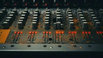 a close up of a mixing board with the number 1 on it photo