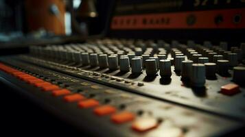 a close up of a mixing board with the number 1 on it photo