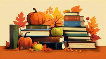 a collection of colorful autumn reading materials photo