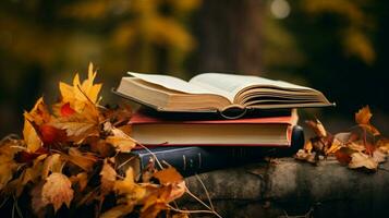 a collection of colorful autumn reading materials photo