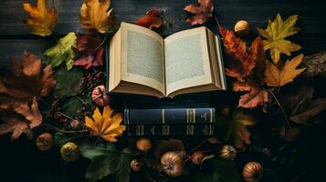 a collection of colorful autumn reading materials photo