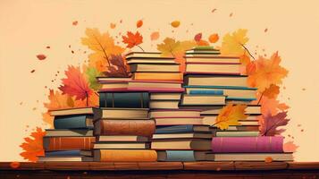 a collection of colorful autumn reading materials photo