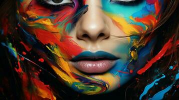 a colorful image of a womans face with the words photo