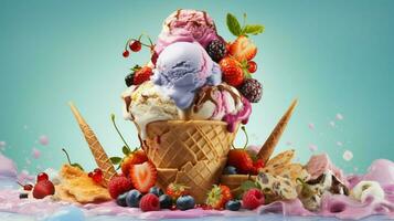 a colorful summer treat in melting ice cream photo