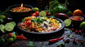 a colorful vegetarian meal with fresh vegetables and heal photo