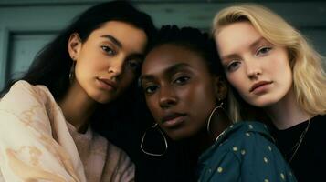 a diverse group of young women looking at the camera photo