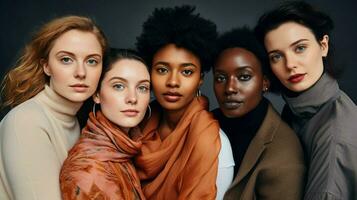 a diverse group of young women looking at the camera photo