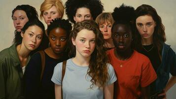 a diverse group of young women looking at the camera photo