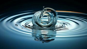 un gotita caídas reflejando ola patrones en agua foto