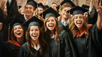 a group of successful happy smiling graduates photo