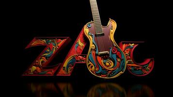 a guitar with the word jazz on it photo