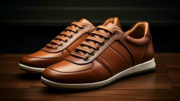 a modern elegant leather sports shoe pair photo