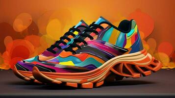 a modern multi colored abstract sports shoe photo