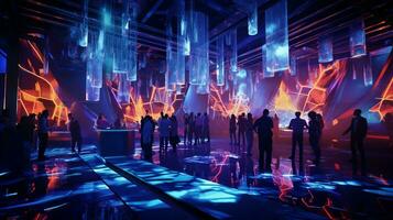 a modern nightclub with futuristic technology lighting up photo