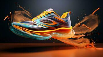 un moderno Deportes zapato diseño en resumen movimiento foto
