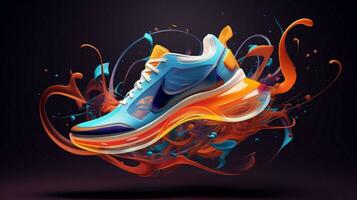 a modern sports shoe design in abstract motion photo