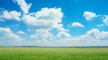 un de un campo con nubes y un azul cielo foto