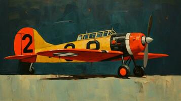 a painting of a plane with the number 2 on it photo