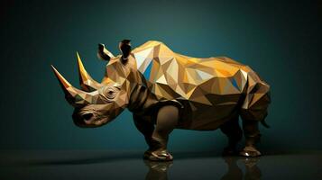 3d model of rhino in low poly style photo