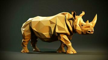 3d model of rhino in low poly style photo