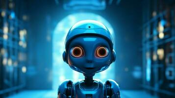 a robot with a blue light on it photo