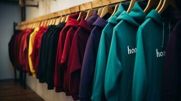 a row of hoodies with different colors photo