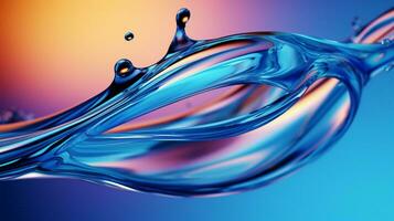 abstract blue water drop reflects vibrant colors photo