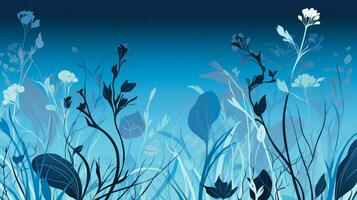 resumen botánico modelo en silueta en azul fondo foto