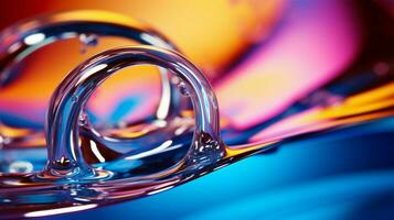 abstract blue water drop reflects vibrant colors photo