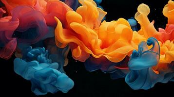 abstract design of colorful ink waves flowing underwater photo