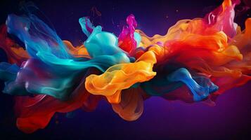 abstract design of colorful ink waves flowing underwater photo