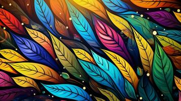 abstract design with colorful patterns on nature leaf photo