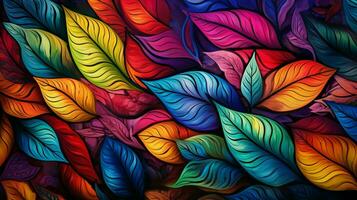 abstract design with colorful patterns on nature leaf photo