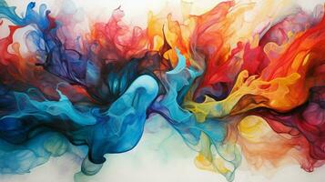 abstract flames exploding in multi colored ink and paint photo