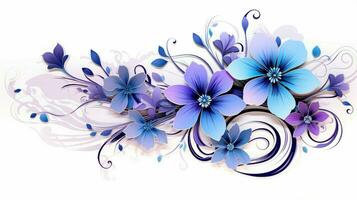 abstract floral design with purple and blue blossoms photo